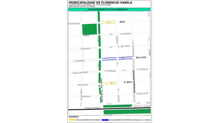 Reordenamiento de estacionamiento en el barrio Centro